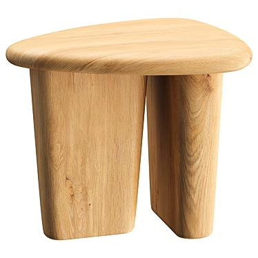 Modern Oak Sculptural Side Table 3D model image 1 