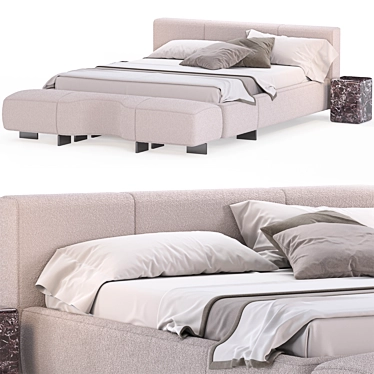 Minotti Yves-bed Series: Luxurious Kingsize Bed 3D model image 1 