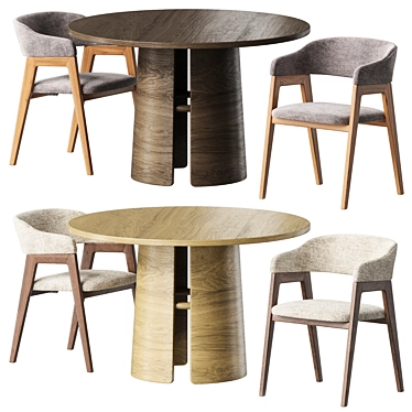 Customizable Chelsea Chair and Laura Table 3D model image 1 