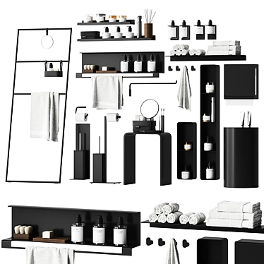 Set of bathroom accessories and decor