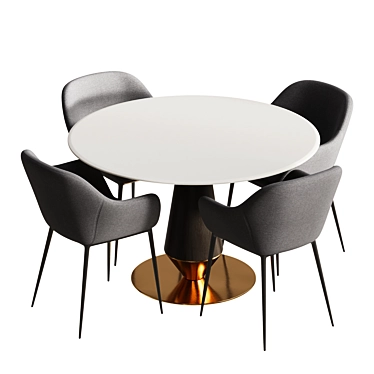 Modern Island Dining Table Set 3D model image 1 