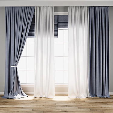 Texture Enhanced Curtain Set 3D model image 1 