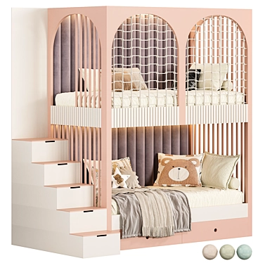 Modern Kids Bedroom Furniture Set 3D model image 1 