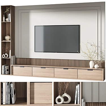 Modern TV Wall Decor Set 3D model image 1 