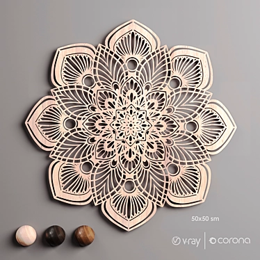 Set of 3 Wooden Mandalas 3D model image 1 