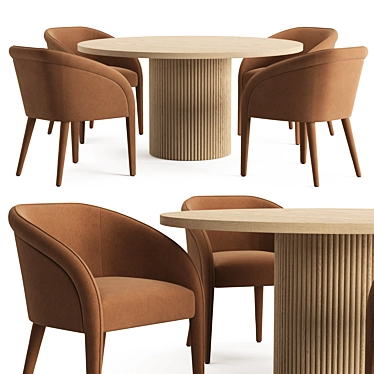 RH Mulholland Round Dining Set 3D model image 1 