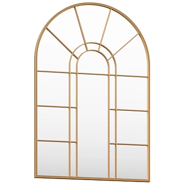 Vintage Metal Arch Wall Mirror 3D model image 1 