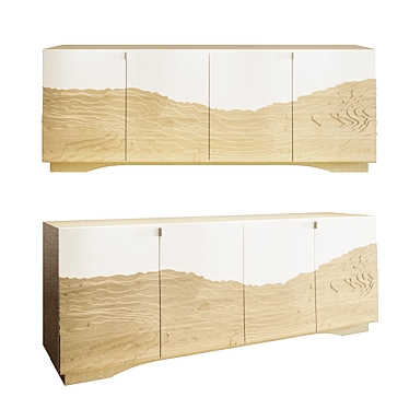 Modern Geometric Design Credenza 3D model image 1 