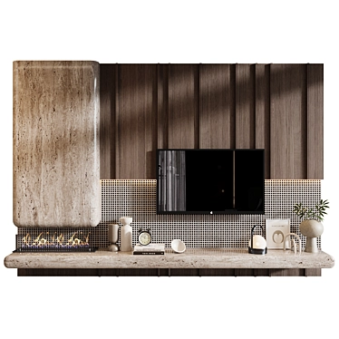 Modern TV Wall Decor Shelf 3D model image 1 