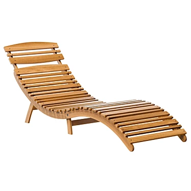 Timber Foldable Sun Lounge Outdoor Beach Bed 3D model image 1 