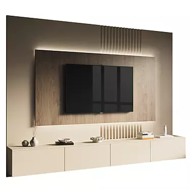 Modern TV Wall Set Design 3D model image 1 