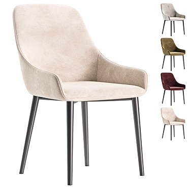 Acosta Grey Velvet Dining Chair 3D model image 1 