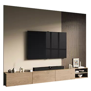 Sleek TV Wall Unit Set 3D model image 1 