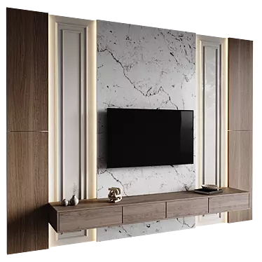 Modern 3D TV Wall Set 3D model image 1 