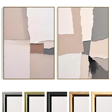 Dual Plaster Photo Frame Set 3D model image 1 