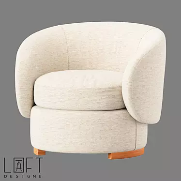 LoftDesigne 37954 Wooden Fabric Armchair 3D model image 1 