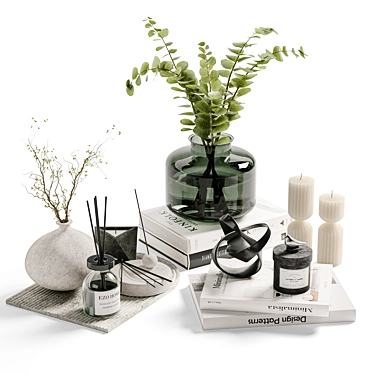 Modern Decor Set with Plants 3D model image 1 