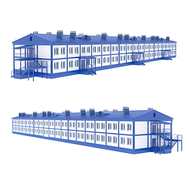 Dual-Story Modular Dorm Construction 3D model image 1 