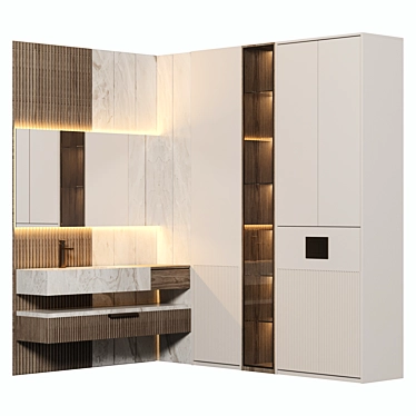 Elegant Modular Bathroom Cabinet 3D model image 1 