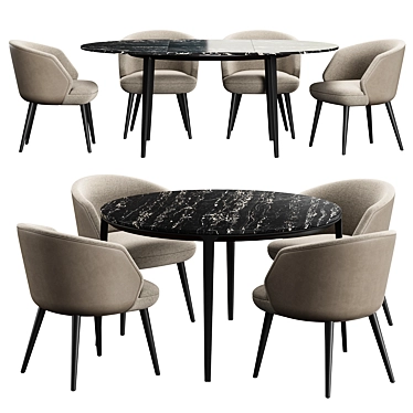 Modern Dining Chairs and Table 3D model image 1 