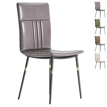 Sleek High-Back Leather Dining Chair 3D model image 1 