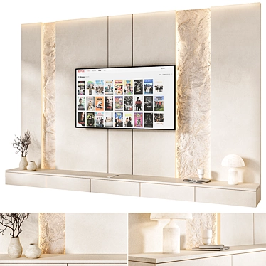 Modern TV Wall Set 3D 3D model image 1 