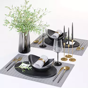 Table Set Minimalist with Olive branches