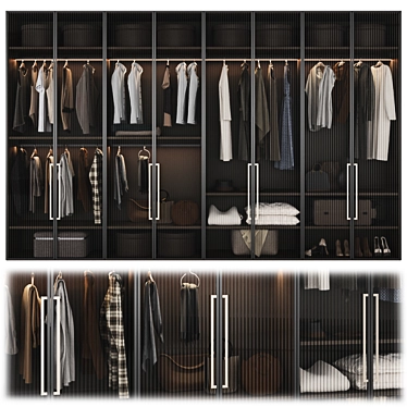 Modern Modular Wardrobe with Glass Doors 3D model image 1 