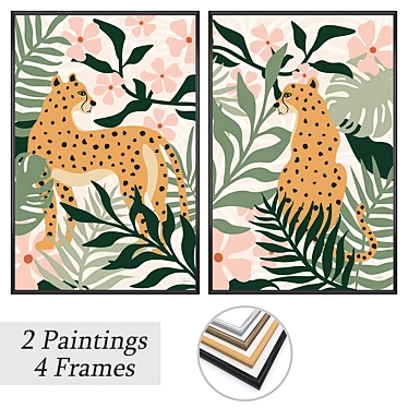 Set of 2 Paintings & Frames 3D model image 1 