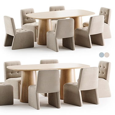 Modern Dining Set Furniture Kit 3D model image 1 