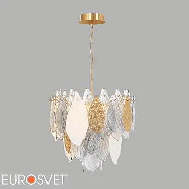 Bogates Leaf Chandelier with Textured Glass 3D model image 1 