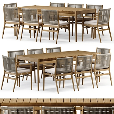 Modern Outdoor Dining Table Set 3D model image 1 