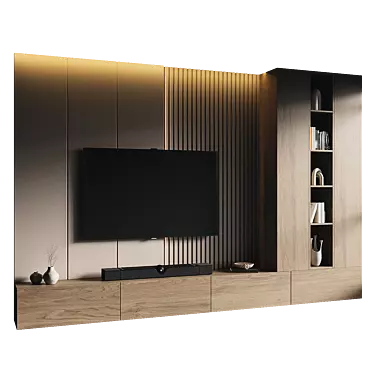 Modern TV Wall Set 180 3D model image 1 