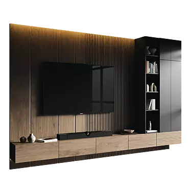 Modern TV Wall Set Design 3D model image 1 