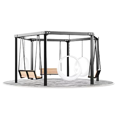  Pergola Set with Swings 3D model image 1 