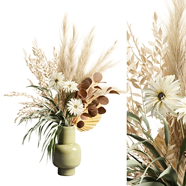 Modern Vase Pampas Bouquet Display 3D model image 1 