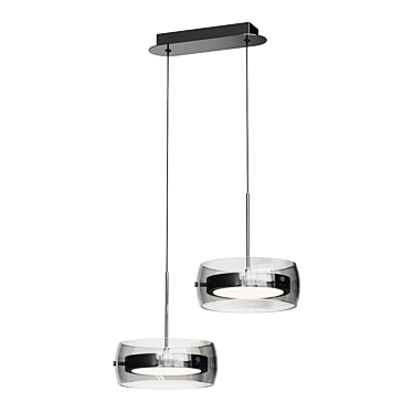 Glass-Rimmed Metal Pendant Light 3D model image 1 