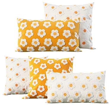 Floral Cushion Set - Various Sizes 3D model image 1 