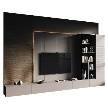 Modern TV Wall Set Design 3D model image 1 