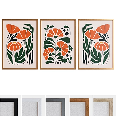 Modern Plant Art Picture Frame Set 3D model image 1 