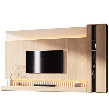 Modern TV Wall with Soundbar 3D model image 1 