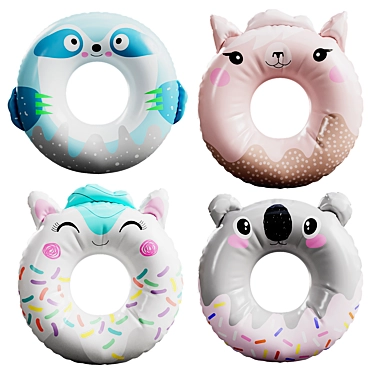 Animal Inflatable Swimming Rings, Set of 4 3D model image 1 