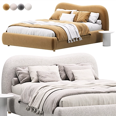  Cozy Beige Bed Amber 3D model image 1 