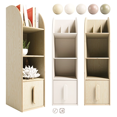 Montessori-inspired Kids Bookshelf & Toy Box 3D model image 1 