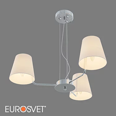 OM Hanging chandelier with fabric lampshades Eurosvet 60155/3 chrome Amaretto