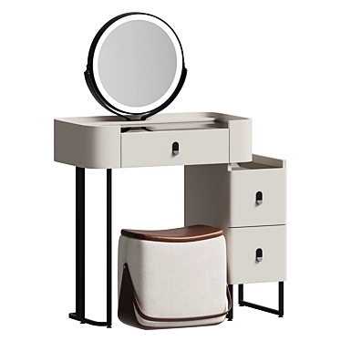 E-MALL Glass Dressing Table Set 3D model image 1 