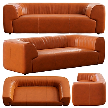 Rodez Leather Apartment Sofa Galore 3D model image 1 