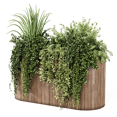 Outdoor Plants Wooden Pot Set 3D model image 1 