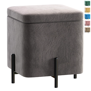 Elegant Grace Grey Pouf 3D model image 1 