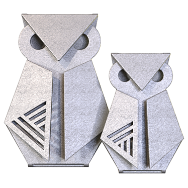 Geometric Metal Owl Sculptures 3D model image 1 